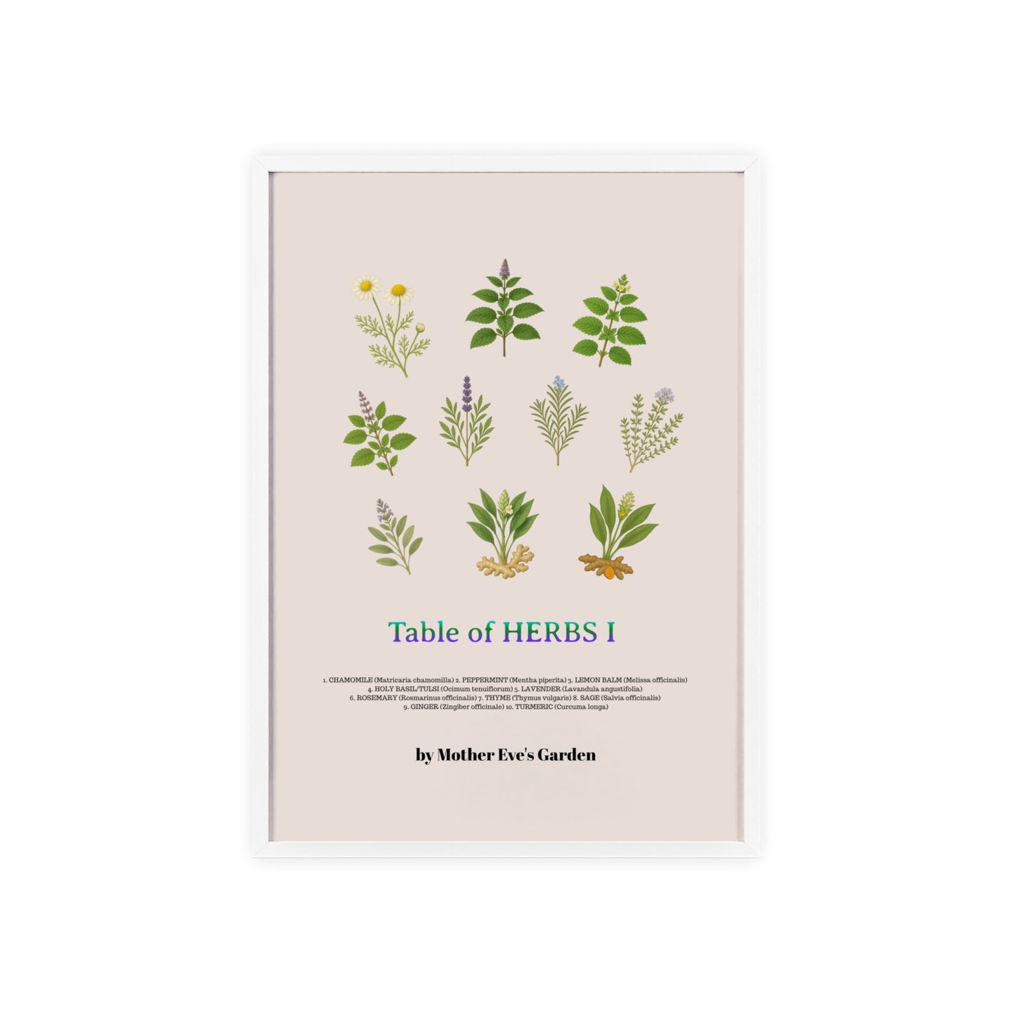 Herb Garden Wall Art, Botanical Print, Home Decor, Gift for Gardeners, Plant Lovers, Nature Wall Art