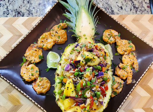 Hawaiian Pineapple Fried Rice with Bang Bang Shrimp Virtual Cooking Class Experience