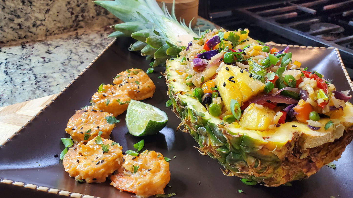 Hawaiian Pineapple Fried Rice with Bang Bang Shrimp Virtual Cooking Class Experience